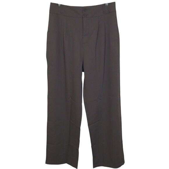 Halara Clay Brown High Waist Zip Double Button Pleated Dress Pants Size Large - Picture 1 of 11